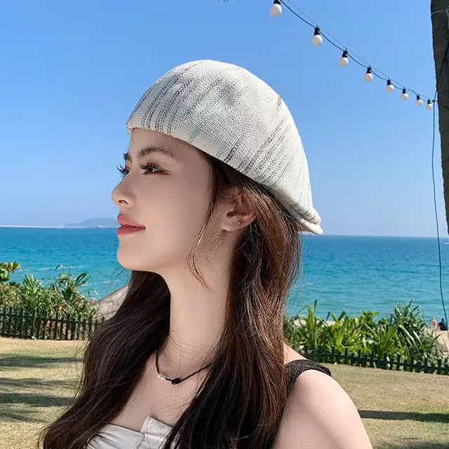 艾佳微 日系彩色条纹帽子时尚百搭显脸小高级感两戴 涤纶 贝雷帽 女款