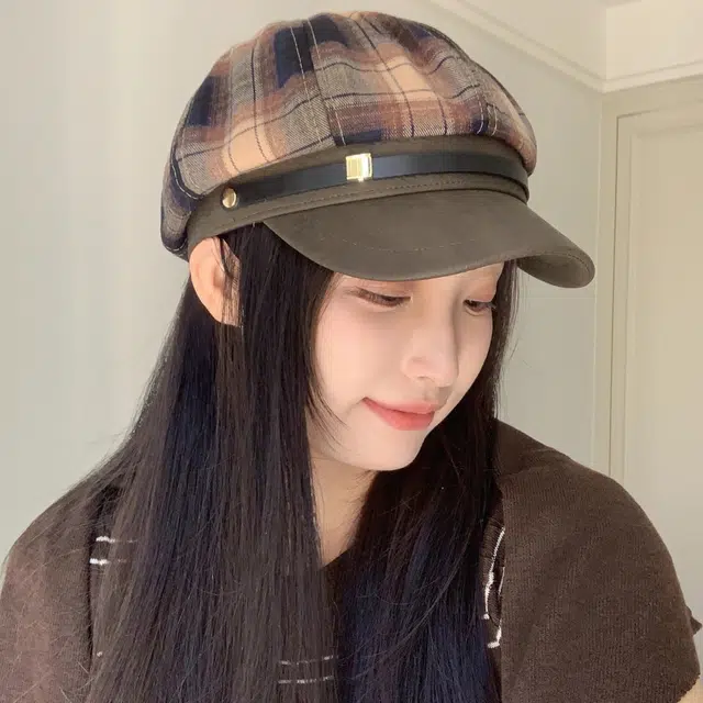 艾佳微 小香风格子纹鸭舌八角帽英伦风画家帽秋冬文艺报童帽子 棉 贝雷帽 男女同款情侣款