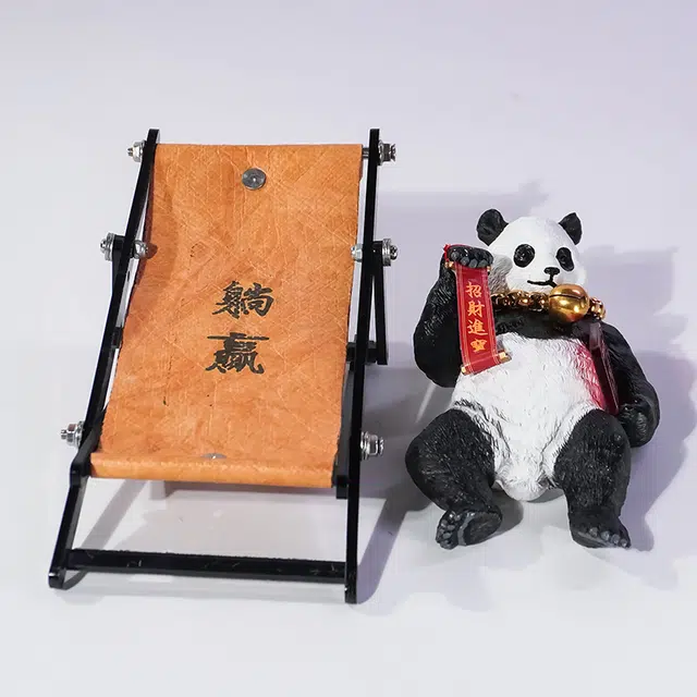 机械党 招财熊猫桌面摆件 玩机甲国潮桌搭 拼装模型