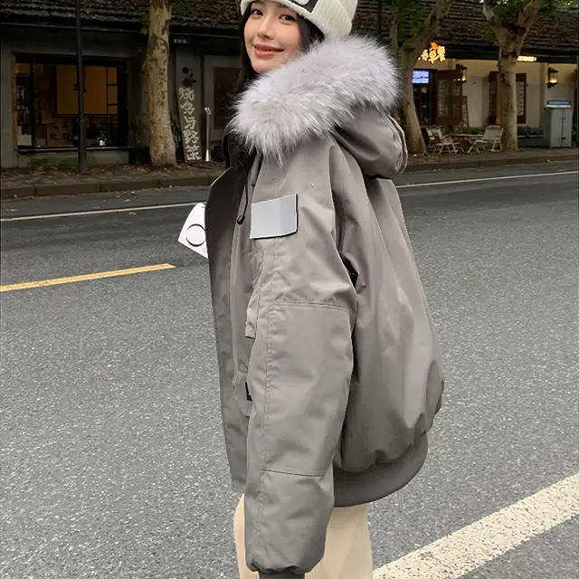 红蜻蜓 冬季工装棉袄大毛领防风保暖棉衣美式复古派克服外套休闲时尚棉服 男女同款