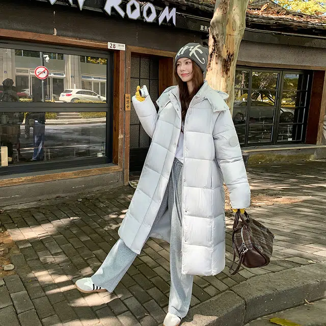 红蜻蜓 冬季中长款保暖棉袄休闲简约直筒棉衣外套过膝面包服棉服 男女同款