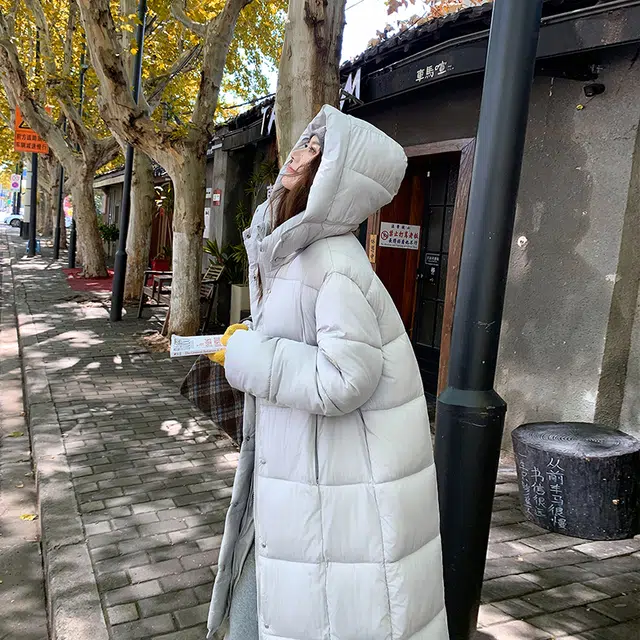 红蜻蜓 冬季中长款保暖棉袄休闲简约直筒棉衣外套过膝面包服棉服 男女同款