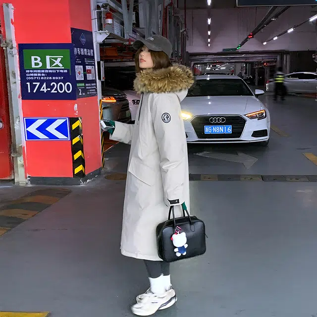 红蜻蜓 冬季长款连帽保暖派克服棉衣外套休闲百搭工装棉服 男女同款