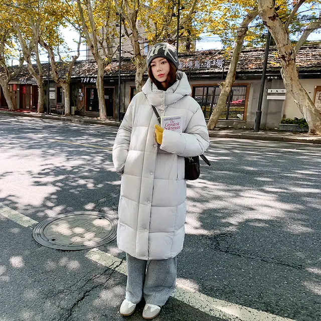 红蜻蜓 冬季中长款保暖棉袄休闲简约直筒棉衣外套过膝面包服棉服 男女同款