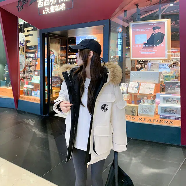 红蜻蜓 冬季工装大毛领时尚保暖棉袄休闲派克服棉衣外套百搭棉服 男女同款