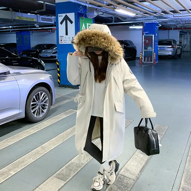 红蜻蜓 冬季长款连帽保暖派克服棉衣外套休闲百搭工装棉服 男女同款