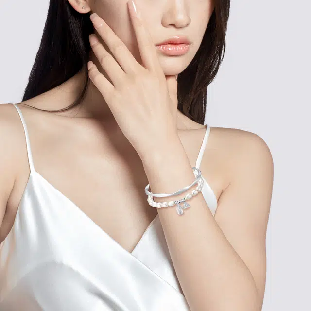 老银坊 莫比乌斯新中式荷塘清趣叠戴 轻奢小众设计复古浪漫闪耀优雅迷人可调节 足银 手镯 女