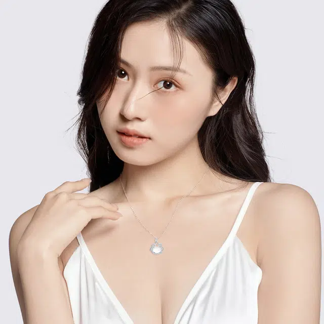 老银坊 如意锁心愿平安锁吊坠 轻奢国风款优雅锁骨链 新中式颈链#好运 琉璃 项链 女款