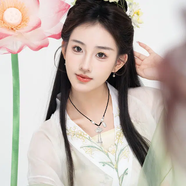 老银坊 转运莲花 好事莲莲新中式民族风世欢莲花 国潮手工编绳好运 合金 项链 女款