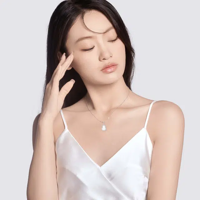 老银坊 福禄晶润葫芦如意 新中式复古小众锁骨链 国风轻奢富贵平安 玉髓 项链 女款