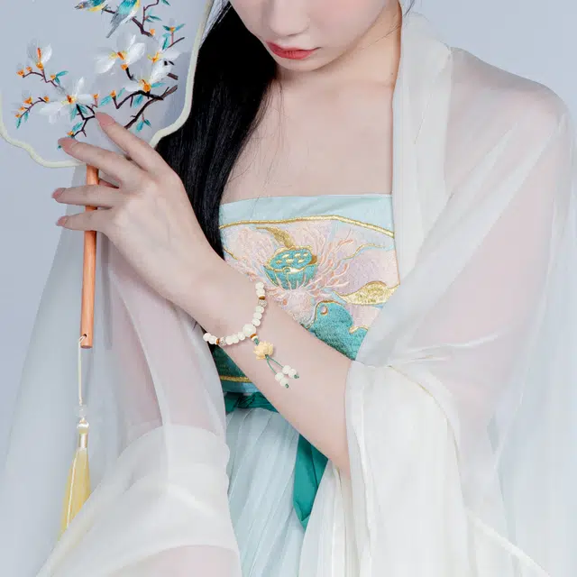 老银坊 春香悠然莲花菩 提 新中式国潮招财纳福圈佛珠 莲花珠平安复古民族风文玩珠串#好运 星月菩提白玉菩提 手串 男女同款情侣款