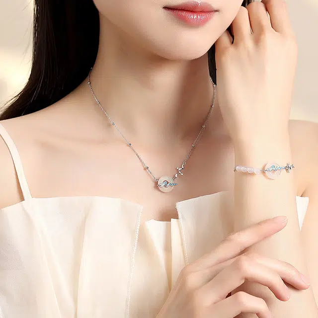 老庙 千里江山平安扣 新中式国潮国风纳福转运礼盒 精致轻奢小众高级设计手饰#好运礼盒包装表白惊喜仪式感 玉髓 手链 女款