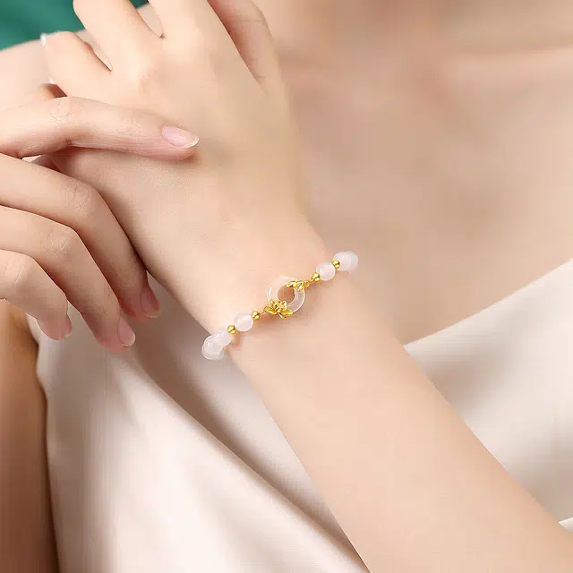 老庙 莲花 好运莲莲 富贵吉祥美满幸福 精致轻奢清冷富贵显气质 经典时尚民族风通用 日常百搭高级感 玉髓 手链 女款