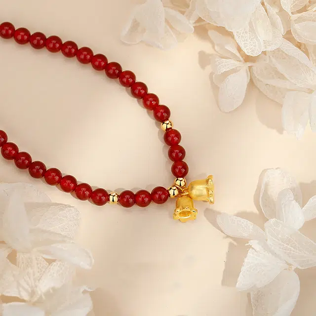 老庙 铃兰花开 新中式国潮国风平安纳福转运珠优雅显贵气 百搭日常可调节 礼盒包装#好运 玛瑙 手串 女款