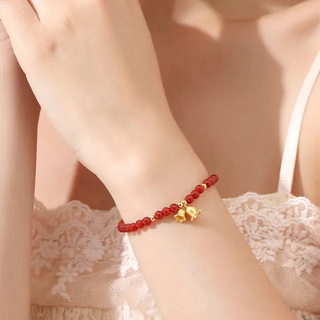 老庙 铃兰花开 新中式国潮国风平安纳福转运珠优雅显贵气 百搭日常可调节 礼盒包装#好运 玛瑙 手串 女款