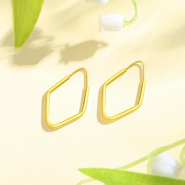 老庙 简约四边形 精致轻奢高级感小众百搭设计温柔时尚 可爱甜美 极简百搭优雅高贵显气质 足金 按克计价 黄金耳环 女款