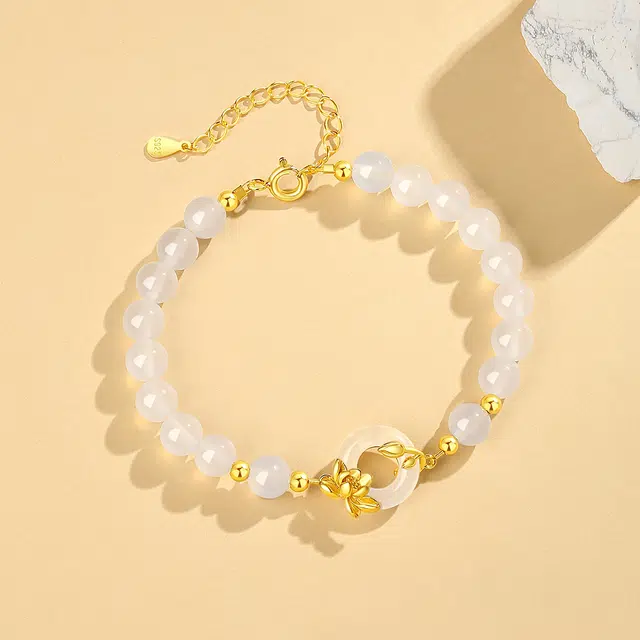 老庙 莲花 好运莲莲 富贵吉祥美满幸福 精致轻奢清冷富贵显气质 经典时尚民族风通用 日常百搭高级感 玉髓 手链 女款