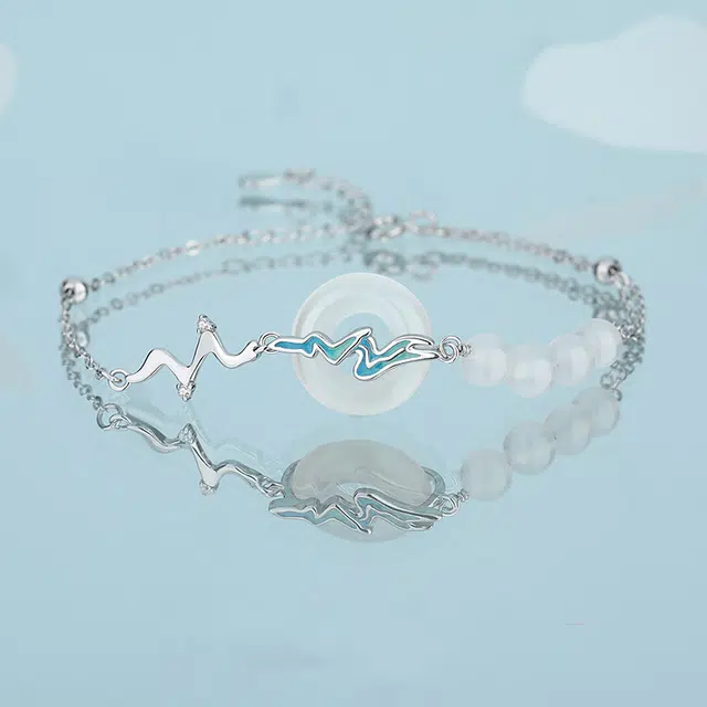 老庙 千里江山平安扣 新中式国潮国风纳福转运礼盒 精致轻奢小众高级设计手饰#好运礼盒包装表白惊喜仪式感 玉髓 手链 女款