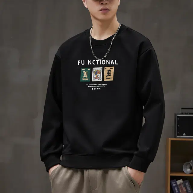 协协乐 春秋季美式重磅衣服打底衫上衣内搭外套长袖时尚印花百搭潮牌小众设计款卫衣 男款