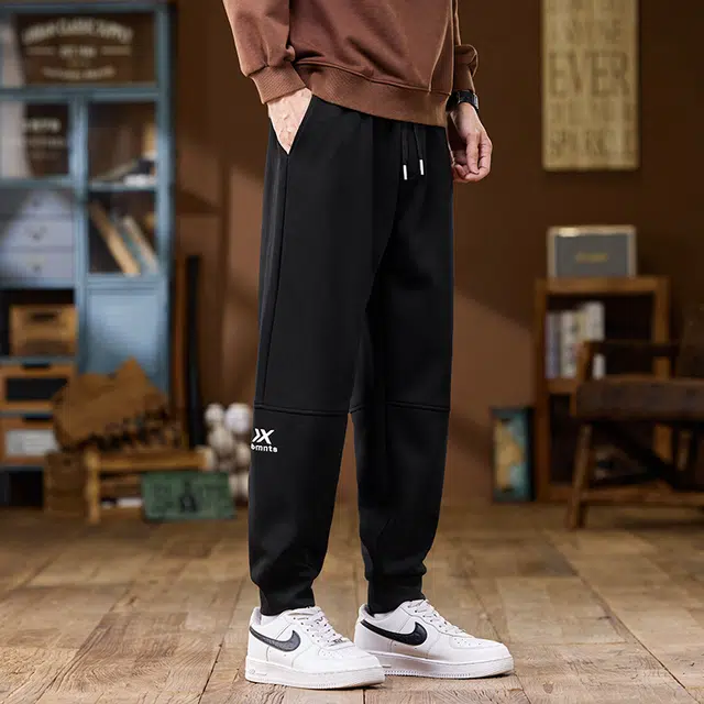 协协乐 美式复古拼接氛围感春秋季潮牌宽松哈伦束脚九分卫裤青少年弹力抽绳痞帅百搭运动长裤休闲裤 男款