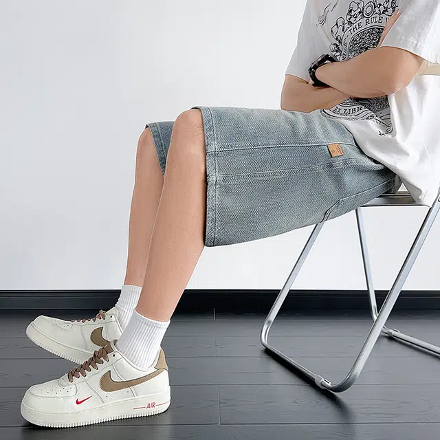 协协乐 星空纹男士夏季薄款凉感透气宽松百搭潮流直筒休闲五分中裤潮牌牛仔短裤 男款