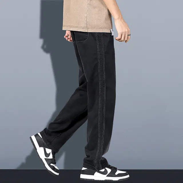 协协乐 夏季薄款宽松直筒潮牌运动百搭通勤休闲长裤牛仔裤 男款