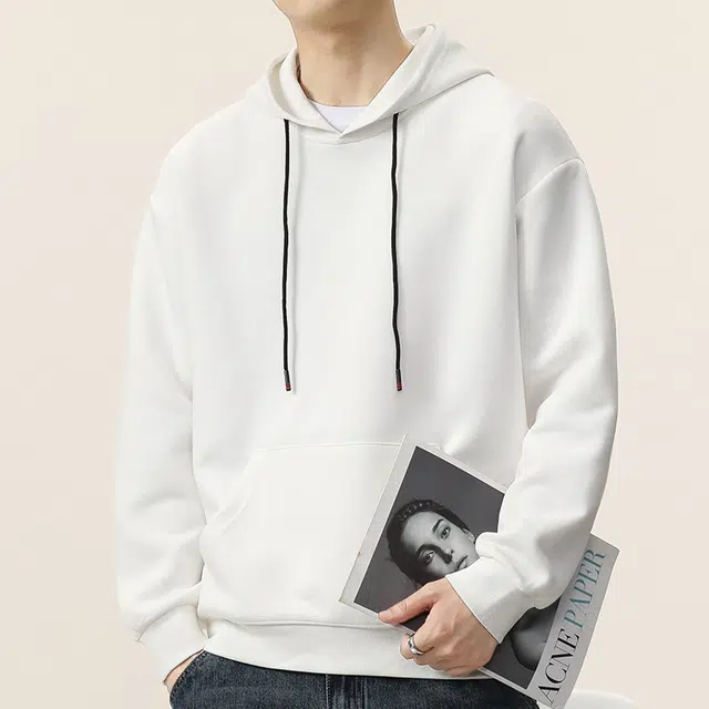 协协乐 美式重磅连帽上衣插袋设计秋冬季外套氛围感潮牌宽松套头长袖纯色小众款卫衣 男款