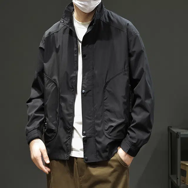 协协乐 美式外套冲锋衣春秋冬机能风纯色拼接氛围感户外山系多功能三防上衣工装服登山服夹克 男款