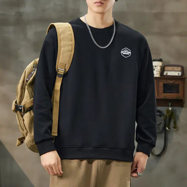 协协乐 美式圆领套头重磅春秋季上衣打底衫长袖时尚个性字母印花宽松潮牌小众设计款卫衣 男女同款