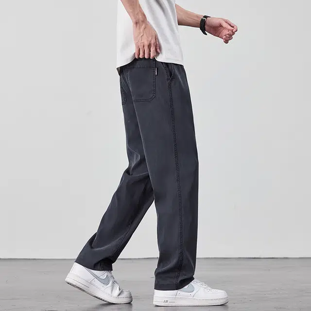 协协乐 夏季薄款商务宽松直筒垂顺长裤休闲裤 男款