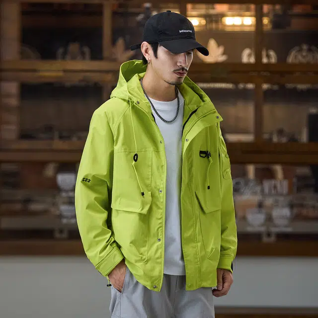 协协乐 户外山系冲锋衣三防面料秋冬季加绒保暖三合一工装外套美式潮流拼接氛围感青少年小众设计款夹克 男款