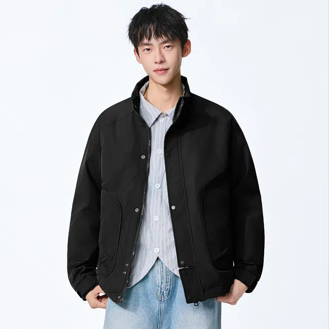 协协乐 山系户外高端立领三防面料工装外套男秋冬季潮牌宽松潮流飞行员复古休闲青少年痞帅小众设计款夹克 男款