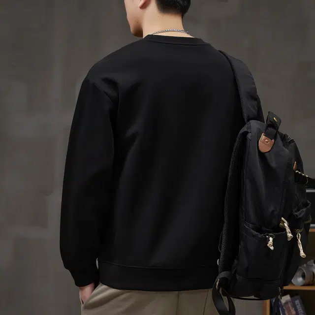 协协乐 春秋季美式重磅衣服打底衫上衣内搭外套长袖时尚印花百搭潮牌小众设计款卫衣 男款