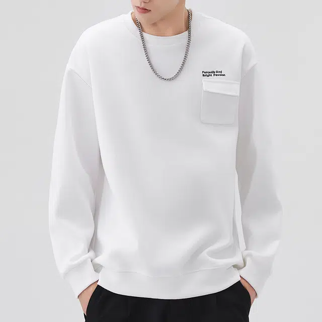 协协乐 美式潮牌秋冬圆领套头口袋重磅秋季休闲打底衫长袖上衣小众设计款卫衣 男款