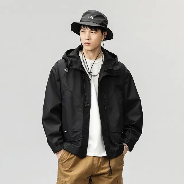协协乐 山系户外春秋季外套防风防水工装风衣三防面料上衣美式潮牌小众设计款夹克 男款