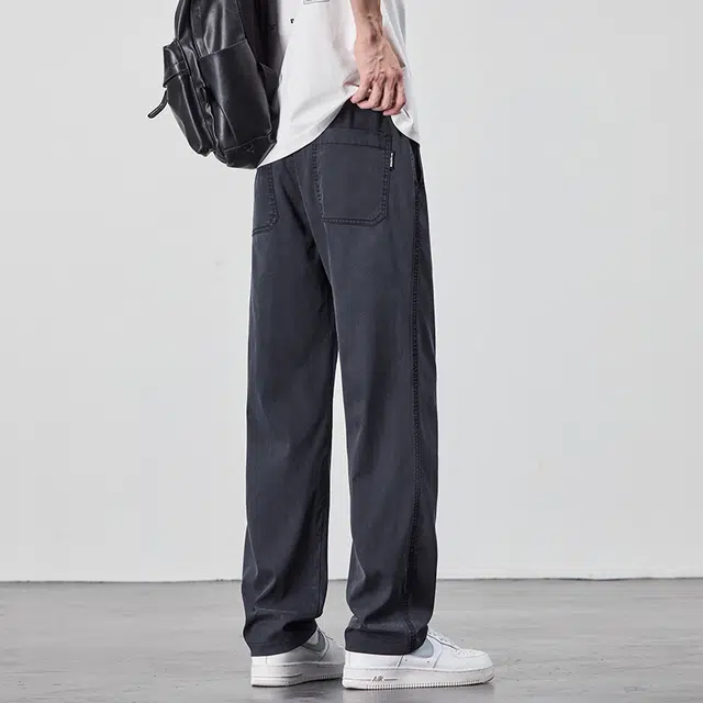 协协乐 夏季薄款商务宽松直筒垂顺长裤休闲裤 男款