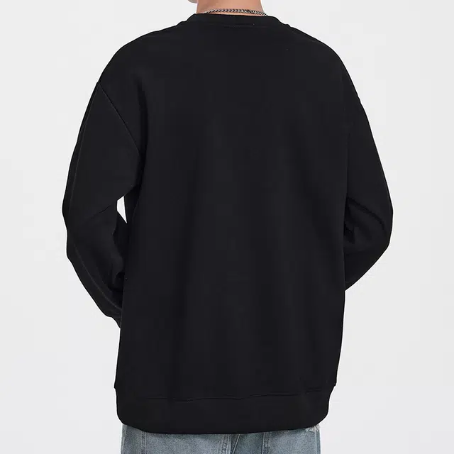 协协乐 美式潮牌秋冬季纯色圆领套头时尚刺绣重磅秋季休闲打底衫长袖上衣小众设计款卫衣 男款