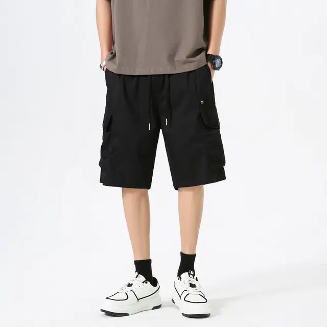 协协乐 机能风美式潮牌夏季薄款凉感透气高街大口袋宽松直筒百搭休闲运动五分中裤工装短裤 男款