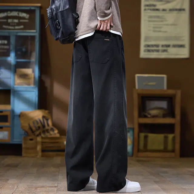 协协乐 美式扎染渐变机能风春秋季时尚字母刺绣宽松直筒阔腿复古做旧水洗潮牌青少年弹力抽绳百搭休闲运动长裤牛仔裤 男款