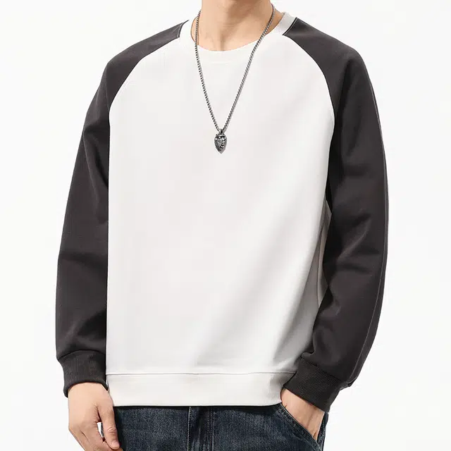 协协乐 美式潮牌拼色秋冬圆领套头重磅秋季休闲打底衫长袖上衣小众设计款卫衣 男款