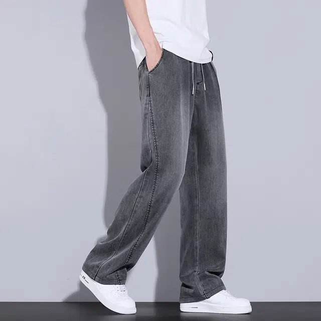 协协乐 美式薄款宽松阔腿舒适休闲牛仔裤 男款