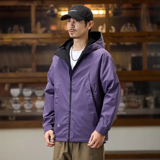 协协乐 山系户外三防工装外套拉链连帽开衫双面穿美式潮牌秋冬季防风保暖休闲百搭小众设计款夹克 男款