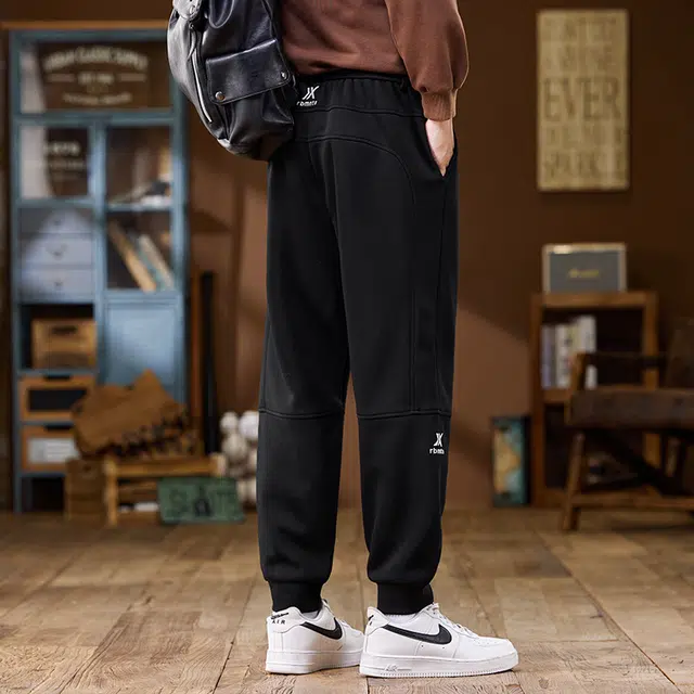 协协乐 美式复古拼接氛围感春秋季潮牌宽松哈伦束脚九分卫裤青少年弹力抽绳痞帅百搭运动长裤休闲裤 男款