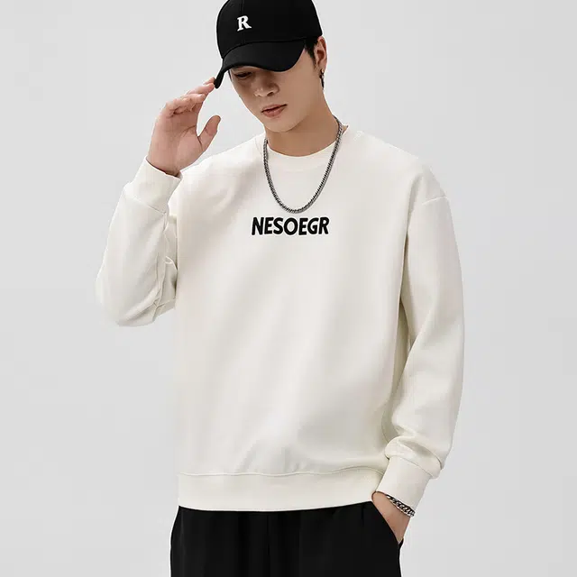 协协乐 春秋季宽松圆领早秋潮牌时尚简约百搭衣服小众设计款卫衣 男款