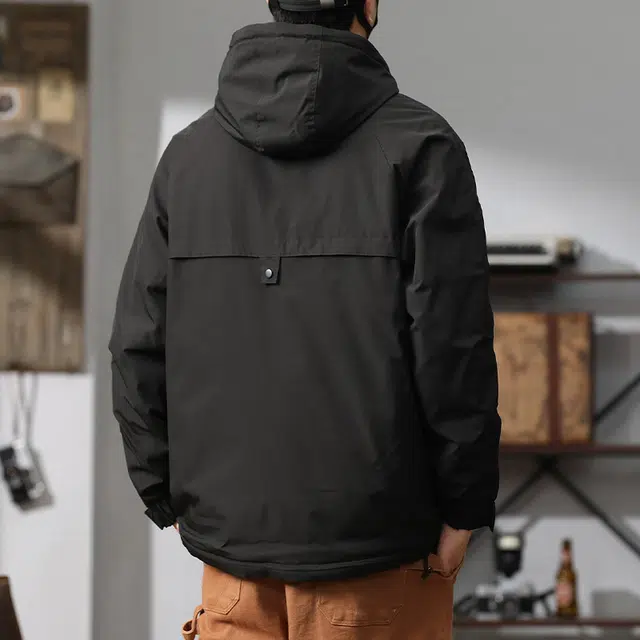协协乐 美式式外套春秋冬机能风纯色拼接氛围感加绒加厚户外山系多功能夹克三防上衣工装服登山服棉服 男款