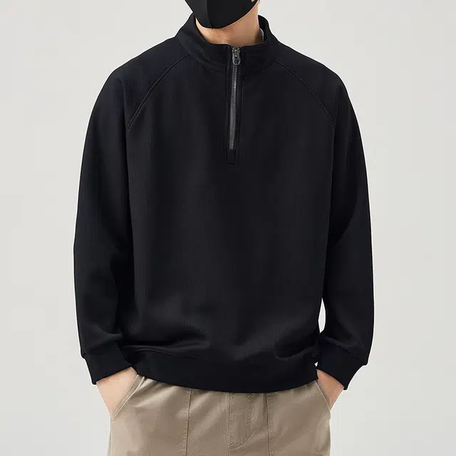 协协乐 立领男士春秋季宽松套头上装冬季外套休闲打底衫纯色上衣小众款卫衣 男款