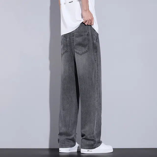 协协乐 美式薄款宽松阔腿舒适休闲牛仔裤 男款