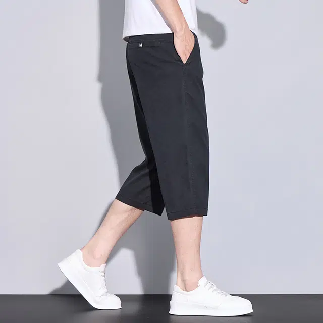 协协乐 夏季薄款凉感透气棋盘格编织美式潮牌高街宽松直筒百搭休闲运动七分中裤牛仔短裤 男款