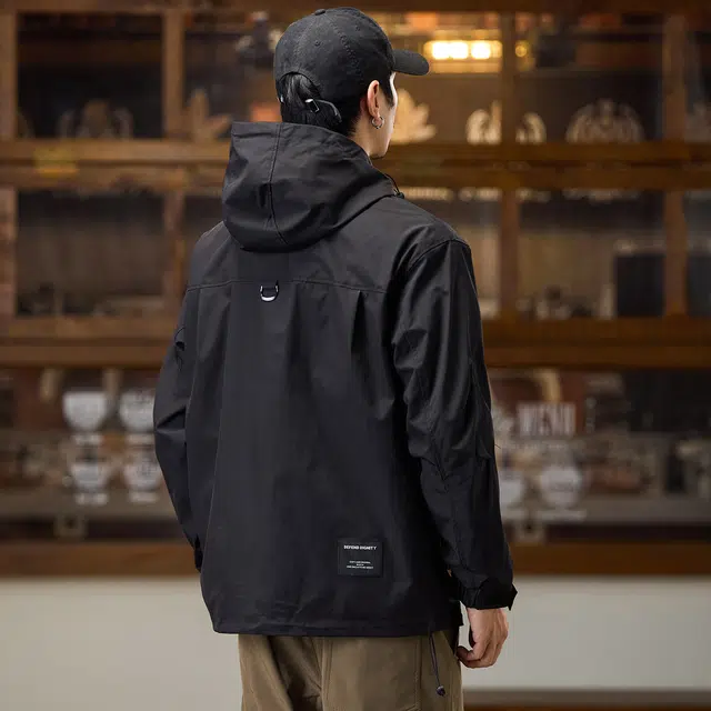 协协乐 美式复古连帽山系户外男装春秋季休闲登山防风防水冬季保暖工装外套潮牌夹克 男款