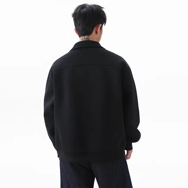 协协乐 美式解构开衫外套卫衣男士秋冬季潮牌宽松休闲青少年痞帅翻领拼接氛围感小众设计款夹克 男款